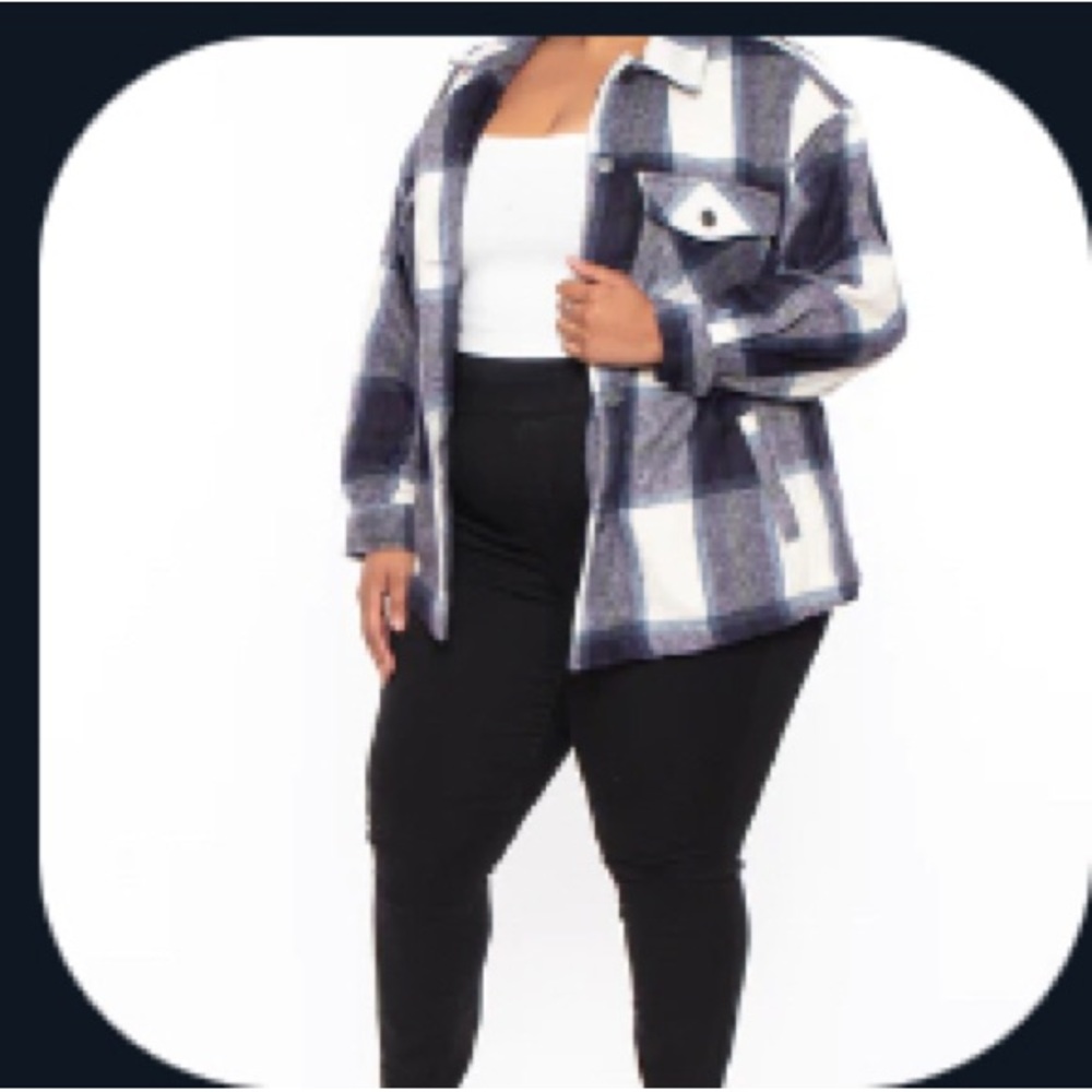 Brand new blue plaid jacket from curvy sense